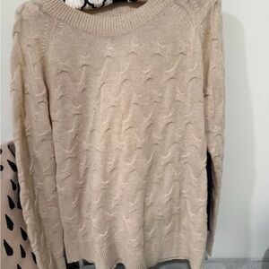 Theory Cream Cable Knit Scoopneck Sweater